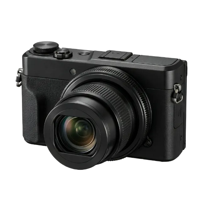 Compact digital camera with black body and zoom lens