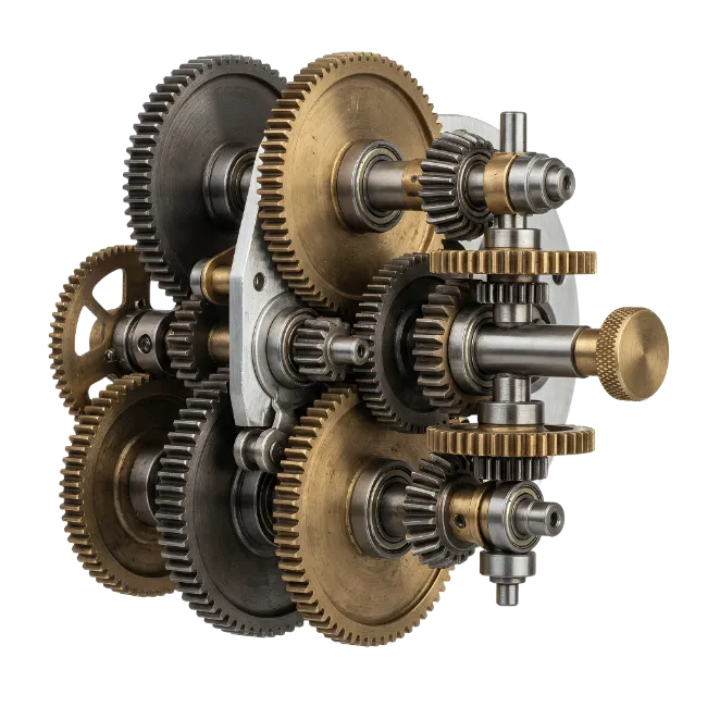 Complex Mechanical Gearbox Assembly