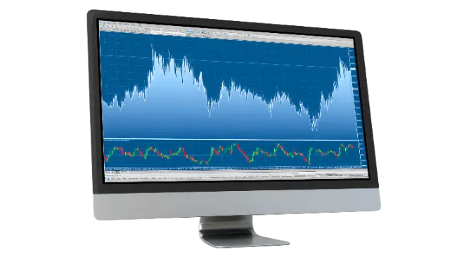 Computer Monitor Displaying Financial Stock Market Charts