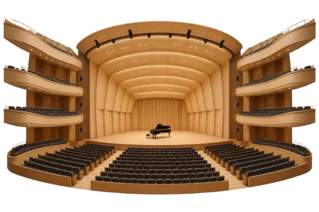 Concert Hall Interior with Grand Piano