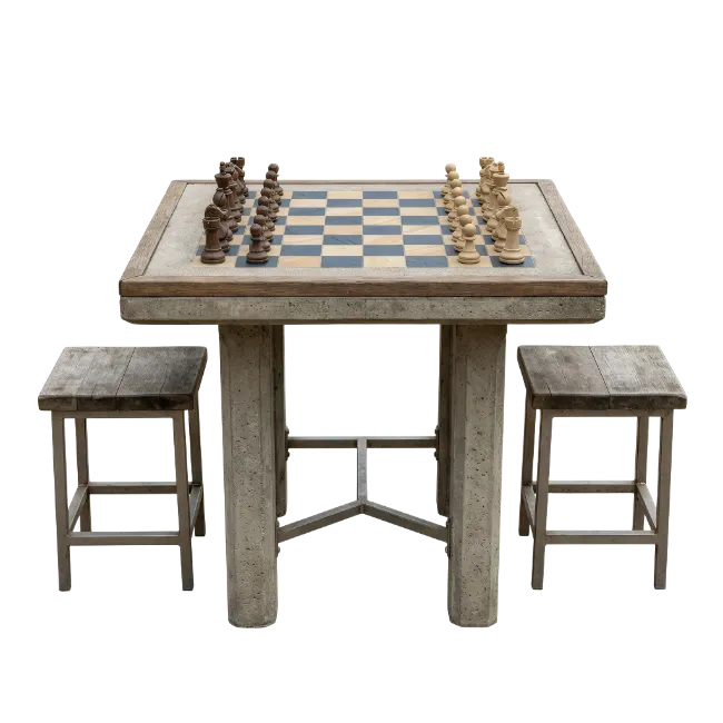 Concrete Chess Table With Stools
