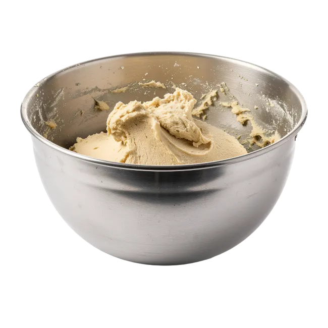 Cookie Dough in Metal Mixing Bowl
