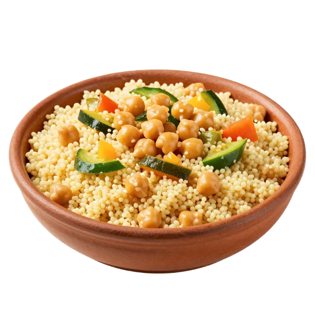 Couscous Salad in Clay Bowl