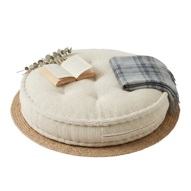 Cozy Round Floor Cushion with Open Book