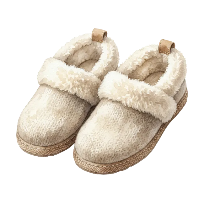 Cozy White Fur Slippers with Knit Texture