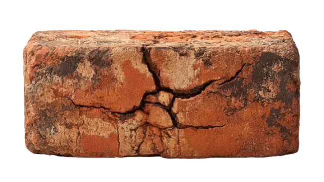 Cracked Red Clay Brick