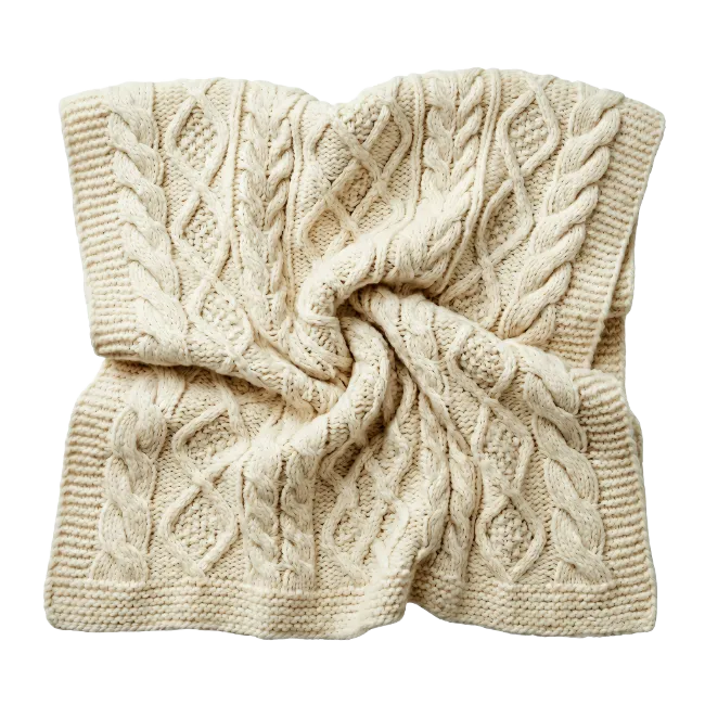 Cream Cable Knit Blanket