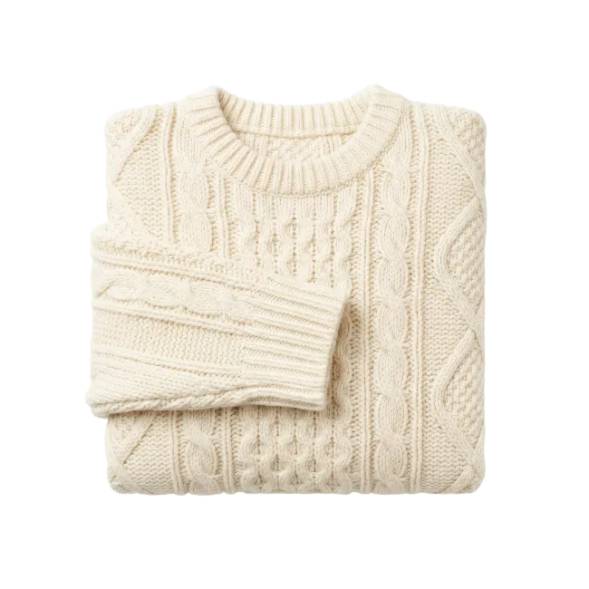 Cream Cable Knit Wool Sweater