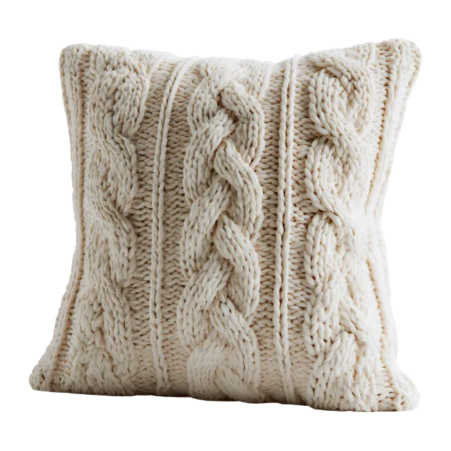 Cream Knit Cable Pillow