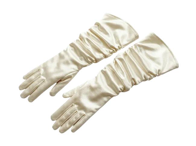 Cream Satin Opera Gloves