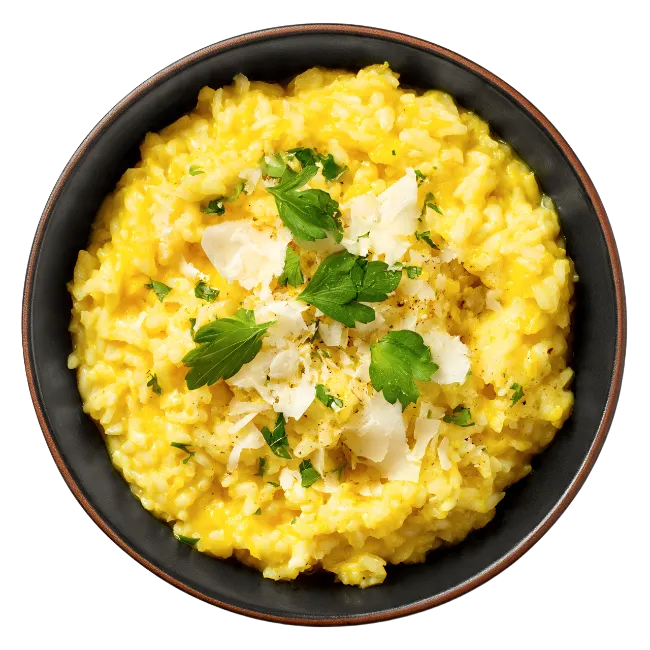 Creamy Risotto in a Dark Bowl
