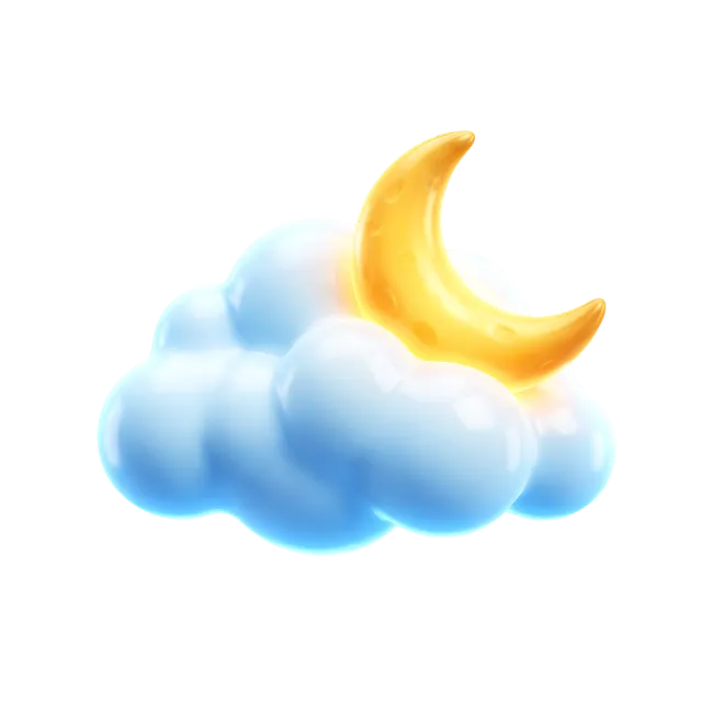 Crescent Moon and Soft Clouds
