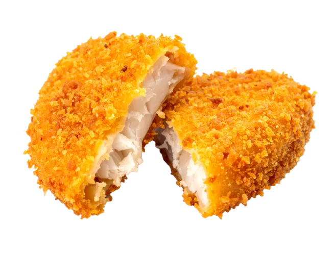 Crispy Breaded Fish Cutlet Halved