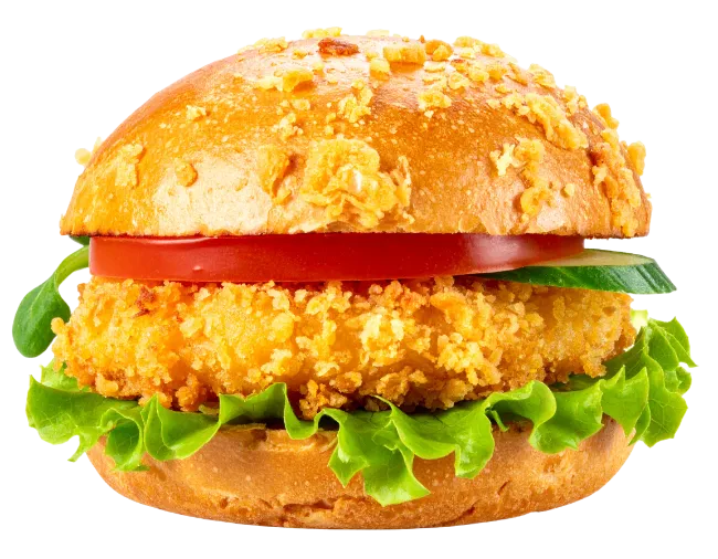 Crispy Chicken Burger with Lettuce and Tomato