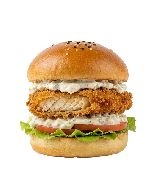 Crispy Chicken Burger with Lettuce and Tomato