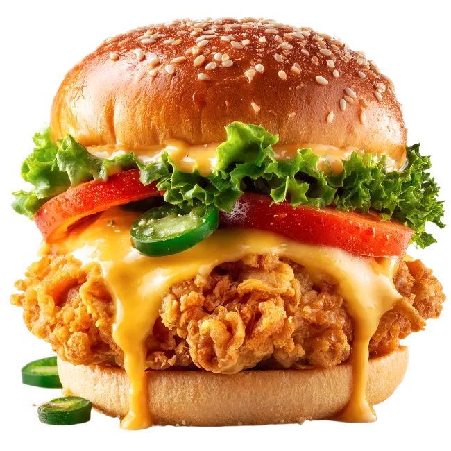 Crispy Chicken Burger with Melted Cheese