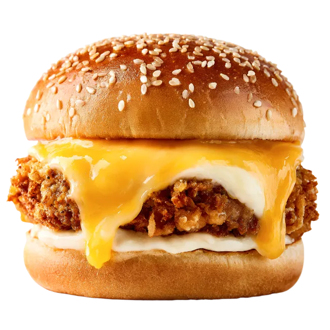 Crispy Chicken Cheeseburger with Melted Cheese