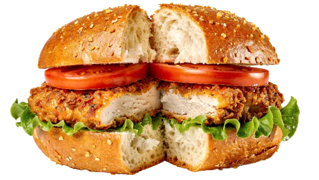 Crispy Chicken Sandwich Cut in Half