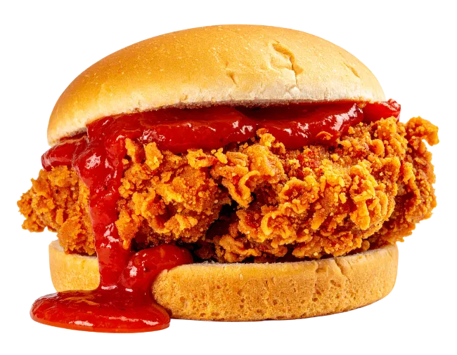 Crispy Chicken Sandwich with Drizzled Ketchup