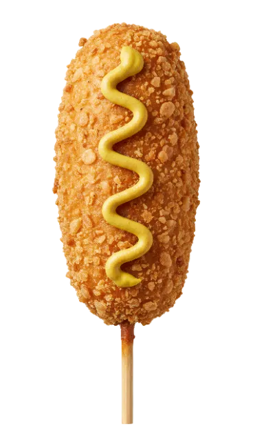 Crispy Corn Dog on a Stick with Mustard