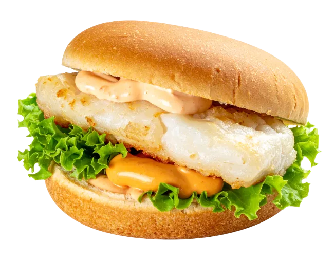 Crispy Fish Sandwich with Lettuce and Sauce