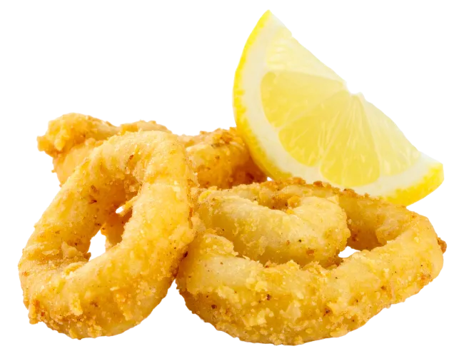 Crispy Fried Calamari Rings With Lemon