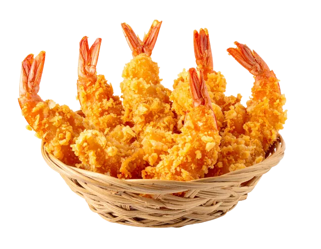 Crispy Fried Shrimp in Wicker Basket