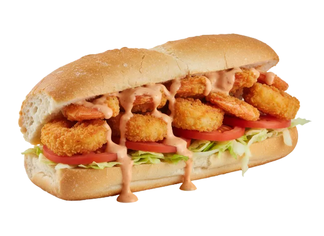 Crispy Fried Shrimp Submarine Sandwich with Sauce