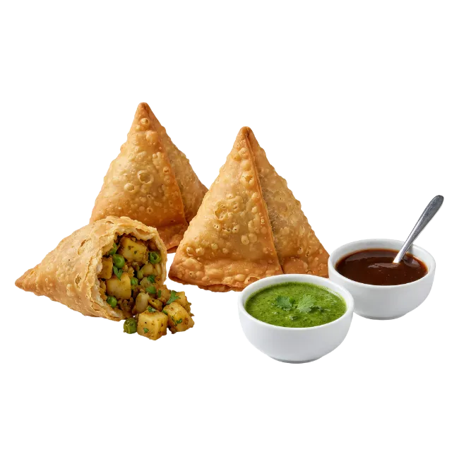 Crispy Golden Vegetable Samosas With Dips