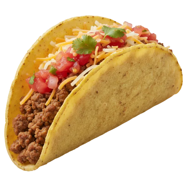 Crispy Ground Beef Taco with Cheese and Salsa