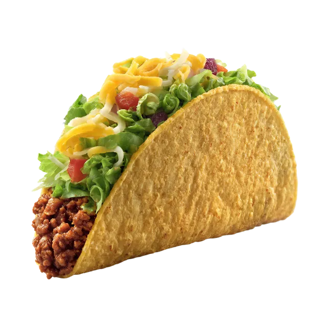 Crispy Ground Beef Taco with Lettuce and Cheese