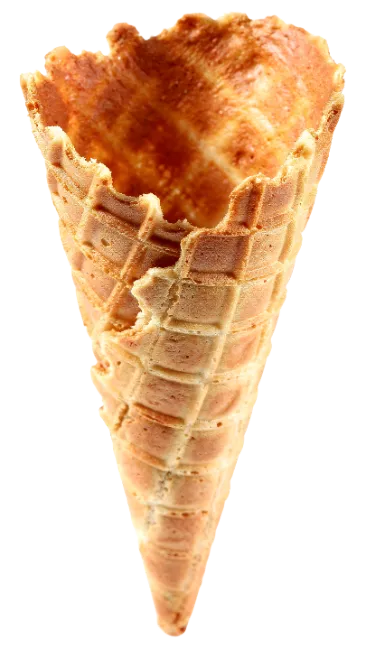 Crispy waffle ice cream cone isolated