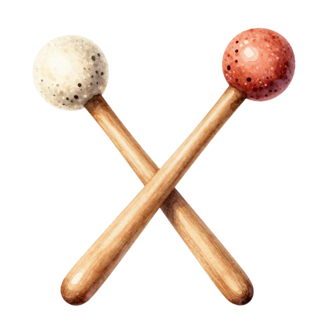 Crossed Percussion Mallets Watercolor Illustration