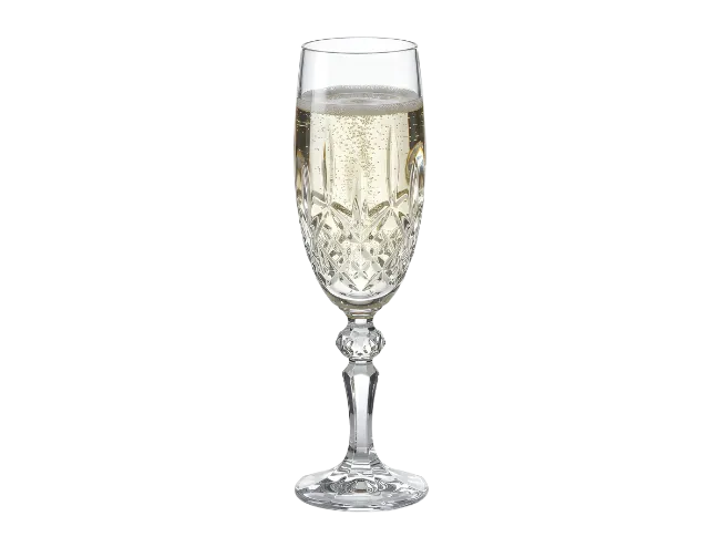 Crystal Champagne Flute with Bubbly Wine