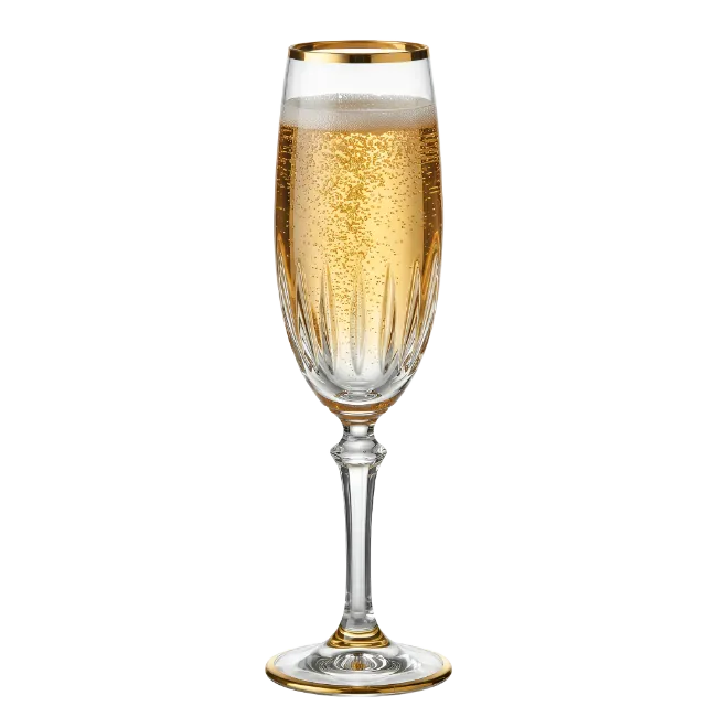 Crystal Champagne Flute with Gold Rim