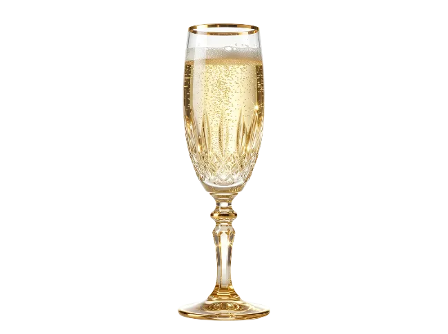 Crystal Champagne Flute with Golden Bubbles