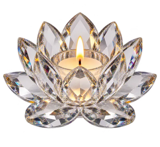 Crystal Lotus Flower Candle Holder