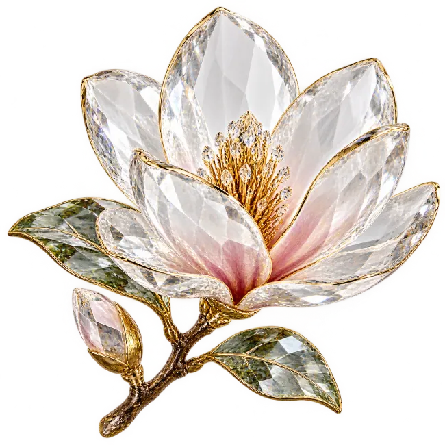 Crystal Magnolia Flower Sculpture