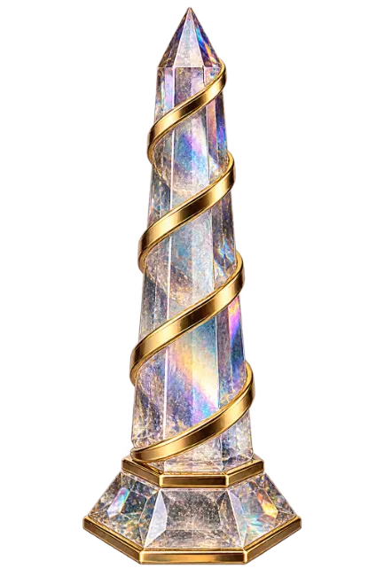 Crystal Obelisk with Spiral Gold Band