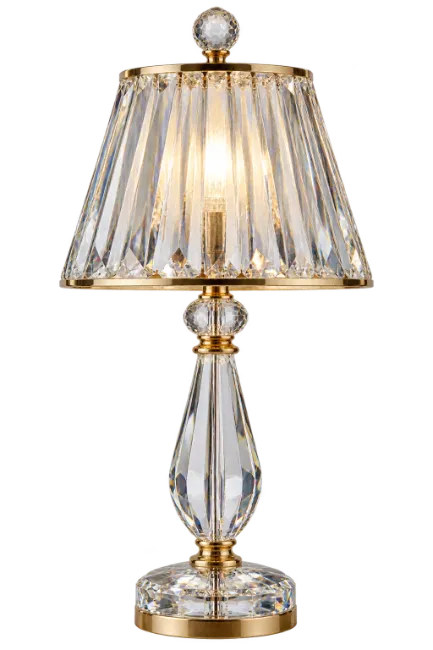 Crystal table lamp with gold accents