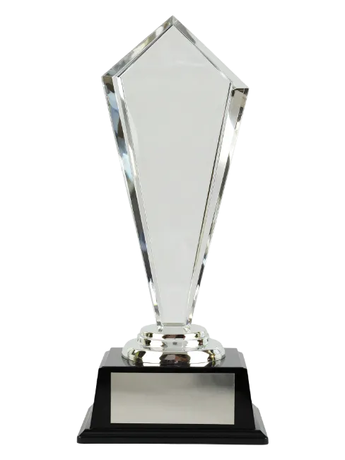 Crystal Trophy Award on Black Base