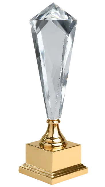 Crystal Trophy Award on Gold Base