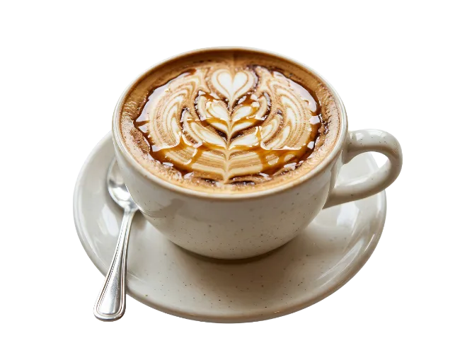 Cup of Coffee with Caramel Latte Art