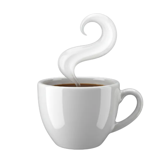Cup of coffee with decorative steam