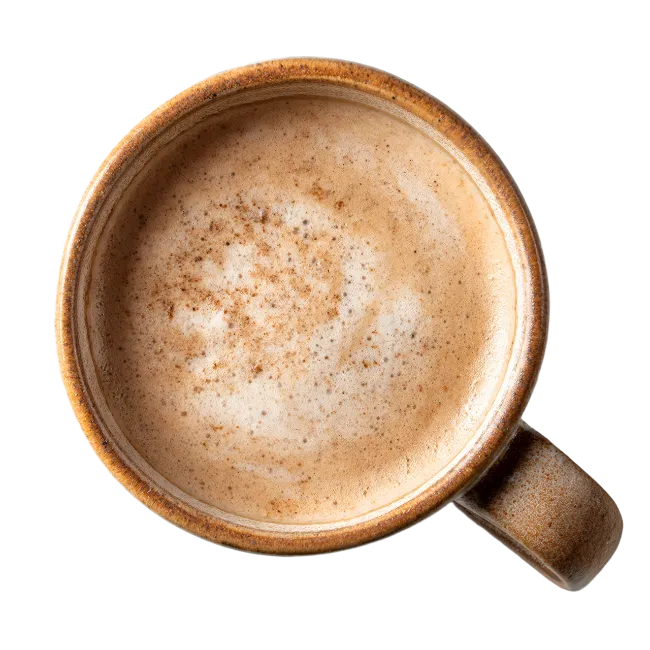 Cup of Coffee with Milk Foam Top View