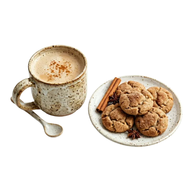 Cup of coffee with spiced cookies