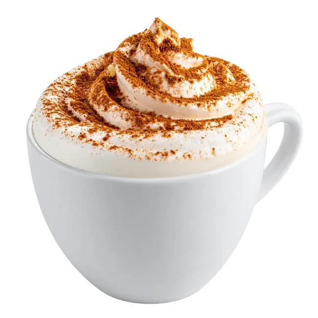 Cup of Coffee with Whipped Cream and Cinnamon