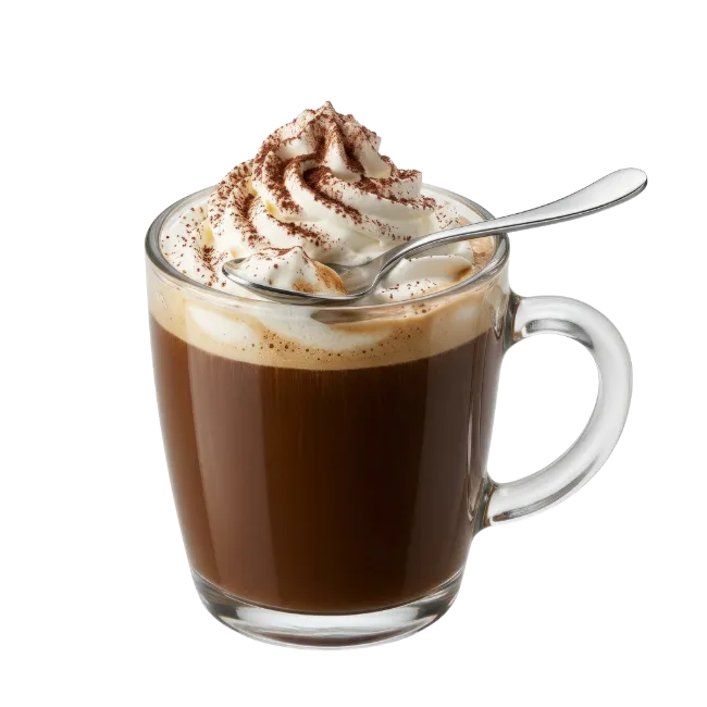 Cup of Coffee with Whipped Cream and Spoon