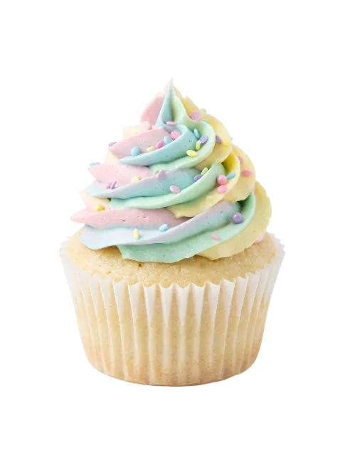Cupcake with pastel frosting and sprinkles
