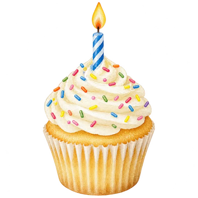 Cupcake with Sprinkles and Candle